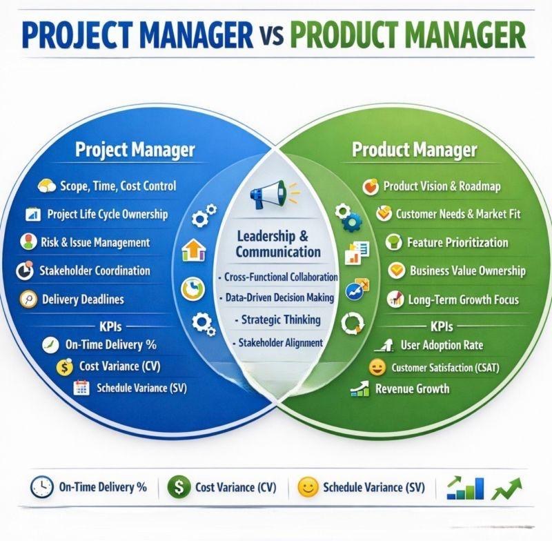 Project Manager vs Product Manager – Different Lanes, One Destination